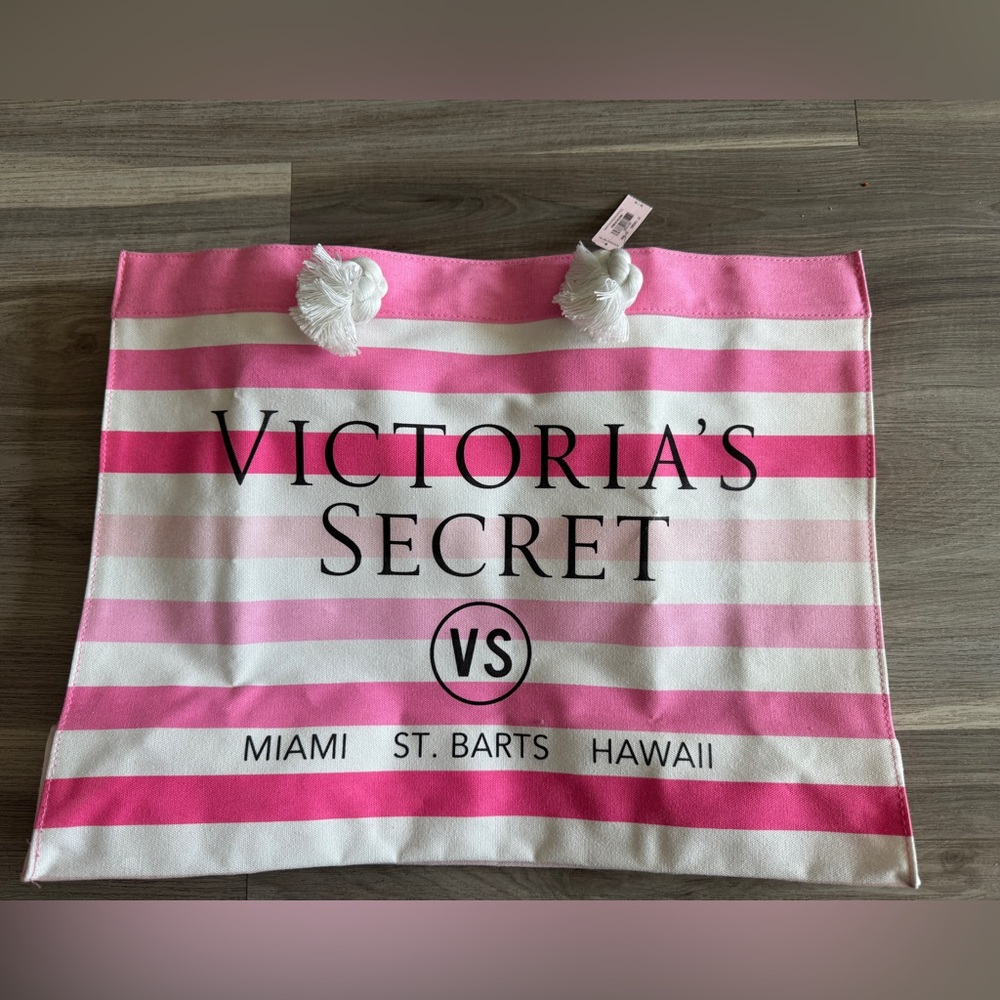 Victoria's Secret Pink and White Striped Tote